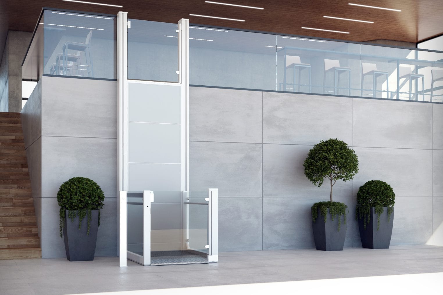 RB150 platform lift installed outside a building