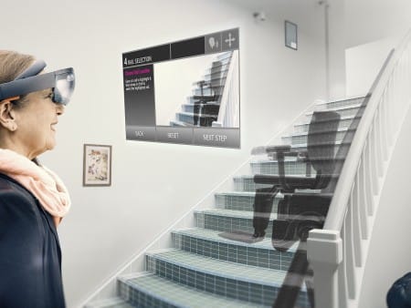 Digital visualisation of a stairlift on the customer's own staircase