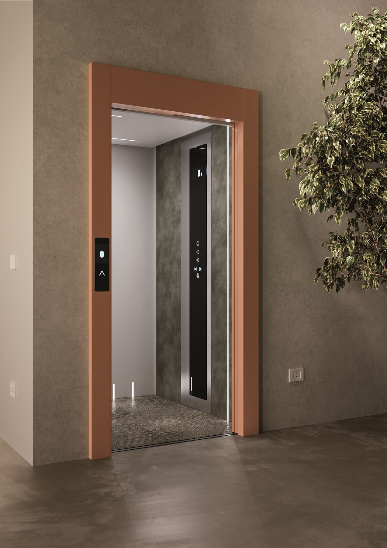 Vimec E20 home lift natural finish detail